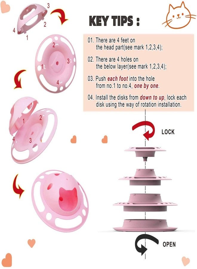 KittuPet لعبة كيتو بيت للقطط، أبراج من 4 مستويات مع مسار دائري وبكرة متحركة، لعبة تفاعلية للقطط الصغيرة والكبيرة - Image 3